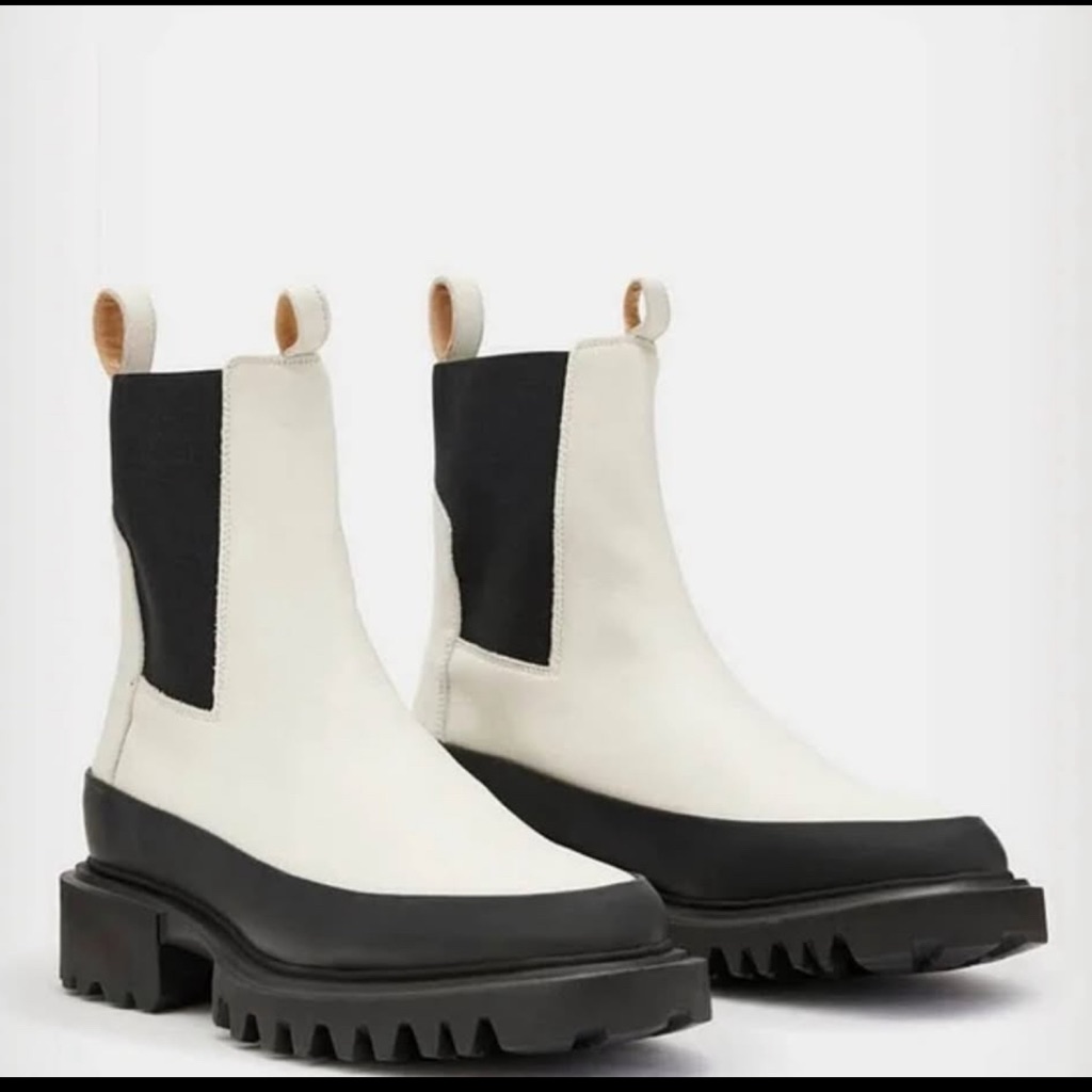 All Saints Black And White Ankle Boots